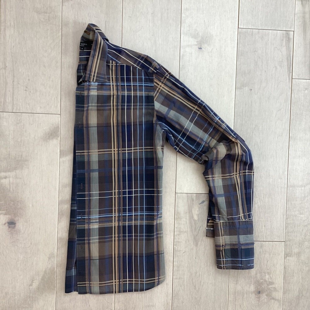Ted Baker Blue and Brown Plaid Casual Button Down Shirt